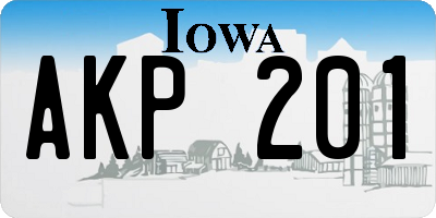 IA license plate AKP201