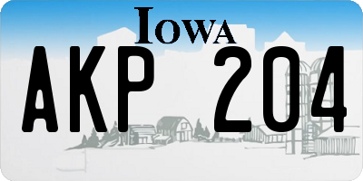 IA license plate AKP204