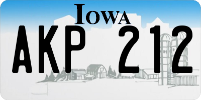 IA license plate AKP212