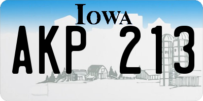 IA license plate AKP213