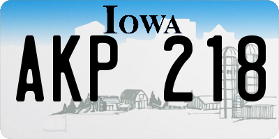 IA license plate AKP218