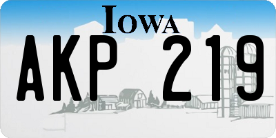 IA license plate AKP219