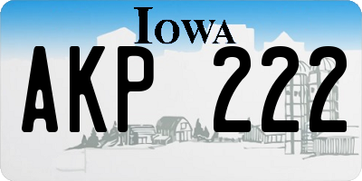 IA license plate AKP222