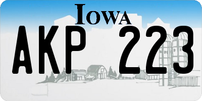 IA license plate AKP223