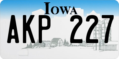 IA license plate AKP227