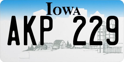 IA license plate AKP229