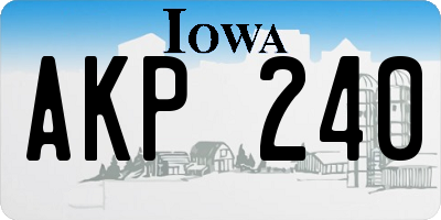 IA license plate AKP240