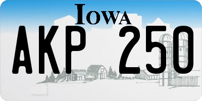 IA license plate AKP250