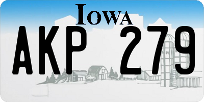 IA license plate AKP279