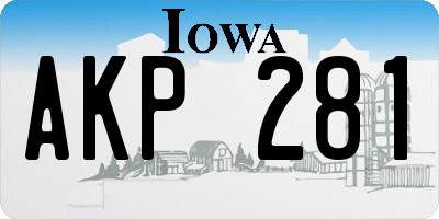 IA license plate AKP281