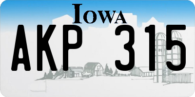 IA license plate AKP315
