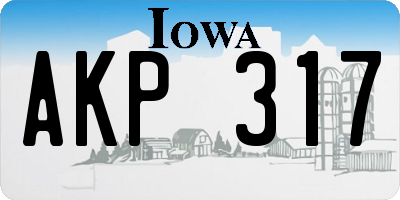 IA license plate AKP317