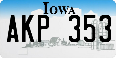 IA license plate AKP353
