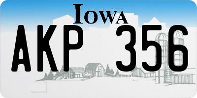 IA license plate AKP356