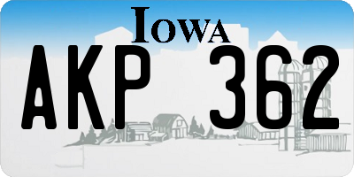 IA license plate AKP362