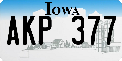 IA license plate AKP377