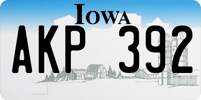 IA license plate AKP392