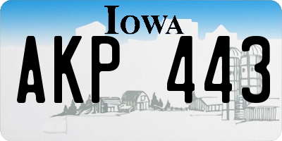 IA license plate AKP443