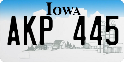 IA license plate AKP445