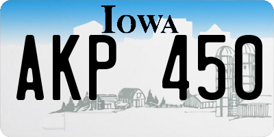IA license plate AKP450