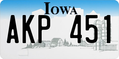 IA license plate AKP451