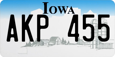 IA license plate AKP455