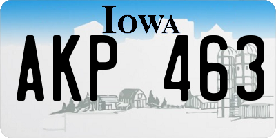 IA license plate AKP463