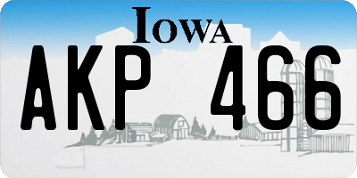IA license plate AKP466