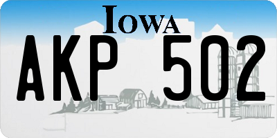 IA license plate AKP502
