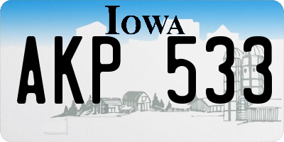 IA license plate AKP533