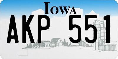 IA license plate AKP551