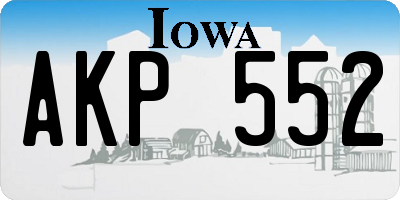 IA license plate AKP552