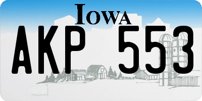 IA license plate AKP553
