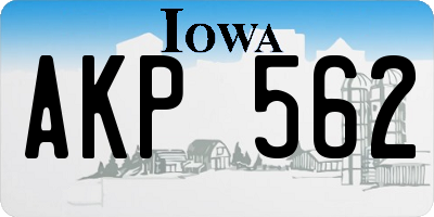 IA license plate AKP562