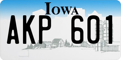 IA license plate AKP601
