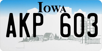IA license plate AKP603