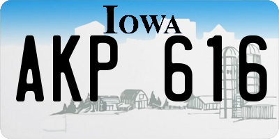 IA license plate AKP616
