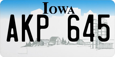 IA license plate AKP645