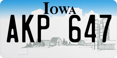 IA license plate AKP647