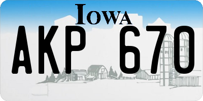 IA license plate AKP670
