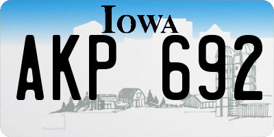 IA license plate AKP692