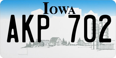 IA license plate AKP702