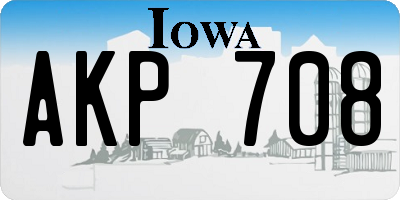 IA license plate AKP708