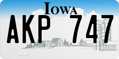IA license plate AKP747