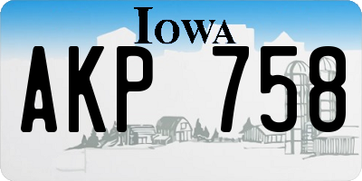 IA license plate AKP758
