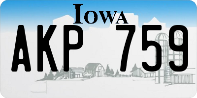 IA license plate AKP759