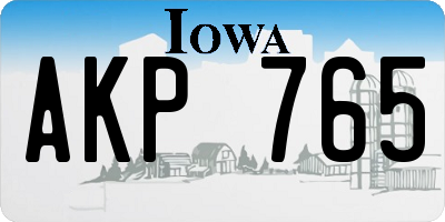 IA license plate AKP765