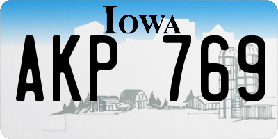IA license plate AKP769