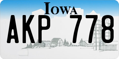 IA license plate AKP778