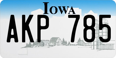 IA license plate AKP785